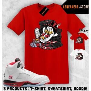 Shirt To Match Aj 5 Og Fire Red Matching Tee Scrooge Duck T-Shirt